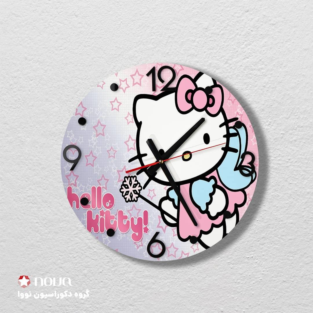 عکس محصول ساعت دیواری مدرن کودک قطر 40 طرح هلوکیتی کد CLK-06
