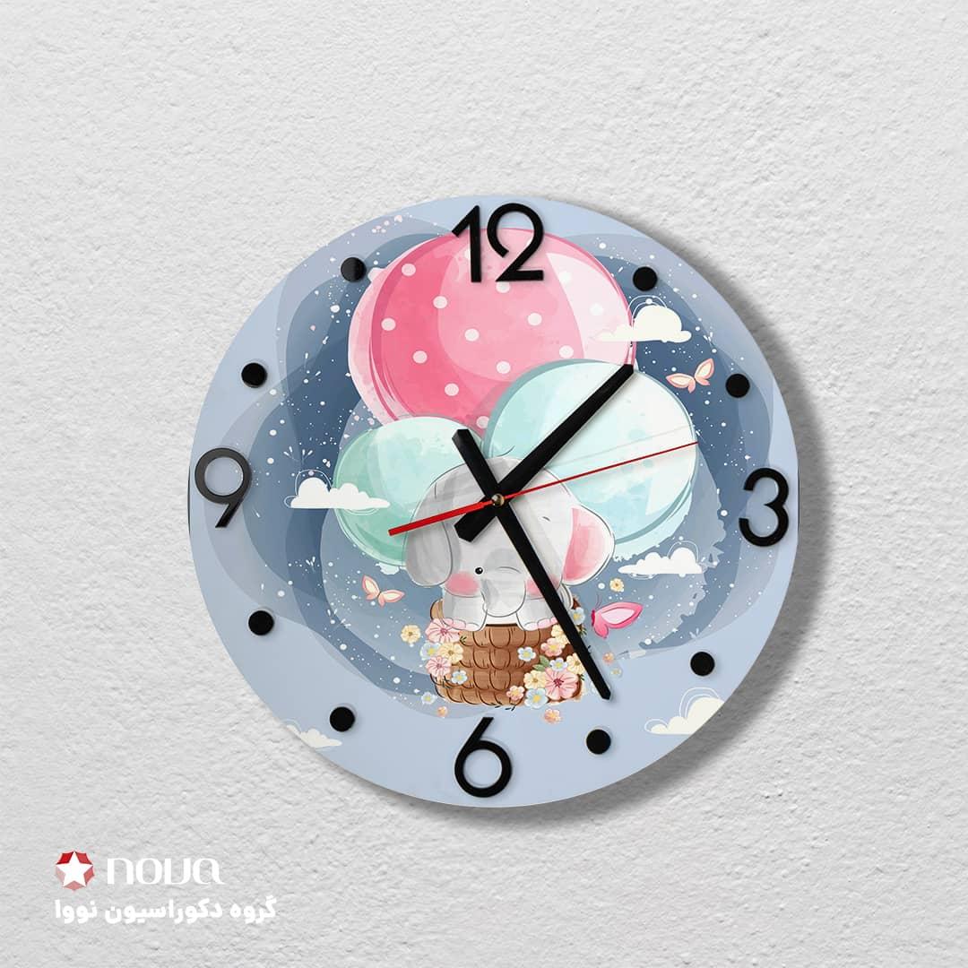 عکس محصول ساعت دیواری مدرن کودک قطر 40 طرح فیل کد CLK-24