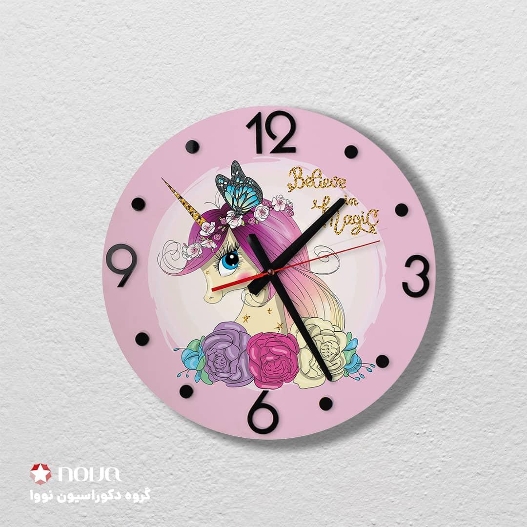عکس محصول ساعت دیواری مدرن کودک قطر 40 طرح پونی کد CLK-23