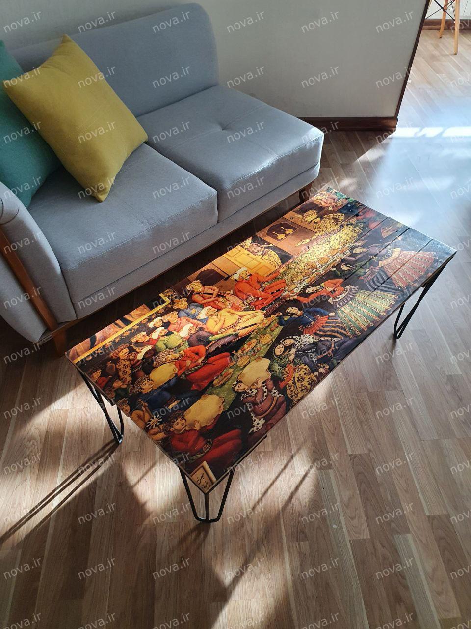 نمونه اجرا شده محصول میز جلومبلی مدل مدرنیستیک طرح ضیافت پادشاه کد TL-06