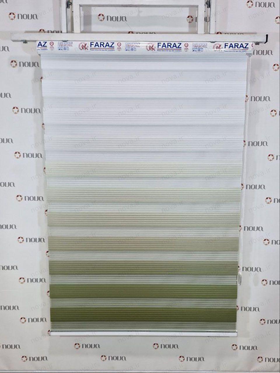 نمونه اجرا شده محصول پرده زبرا پلیسه طرح گردینت رنگ سبز زیتونی کد HS-11