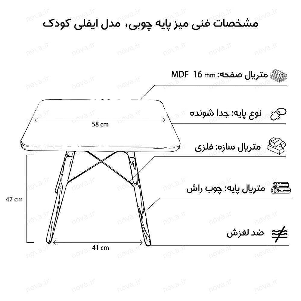 عکس محصول میز مدرن کودک مدل پایه چوبی صفحه سفید کد COL-01