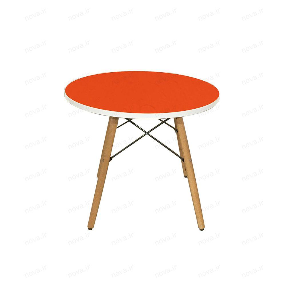 میز مدرن کودک مدل پایه چوبی صفحه نارنجی کد COL-03