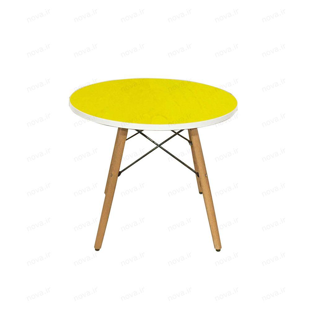 میز مدرن کودک مدل پایه چوبی صفحه زرد کد COL-06