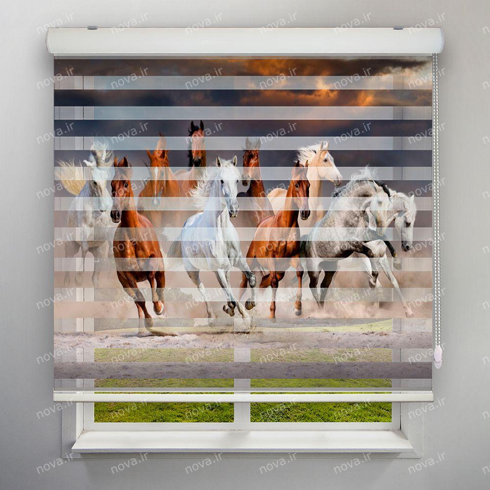 عکس محصول پرده زبرا تصویری طرح اسبهای وحشی کد ANM-16