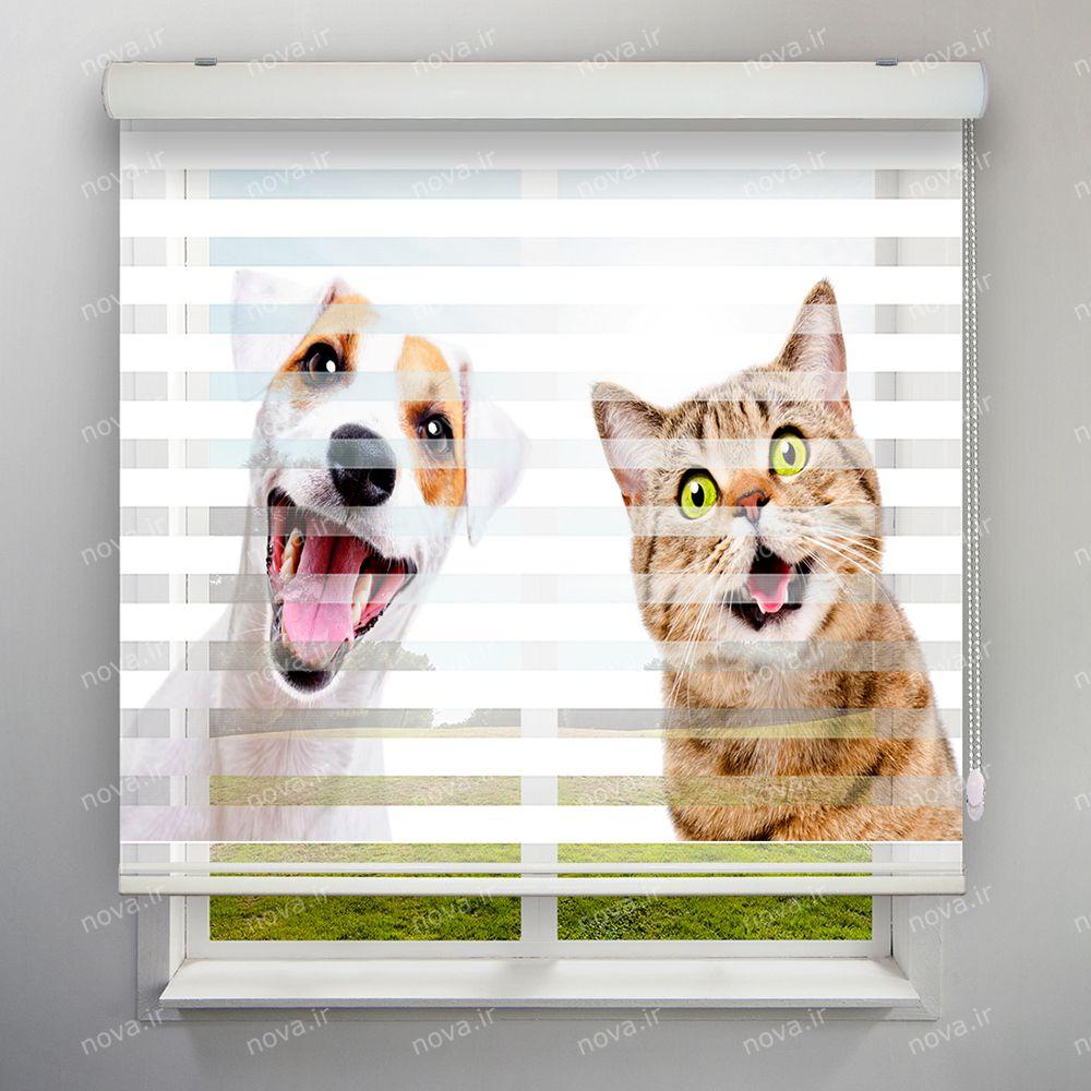عکس محصول پرده زبرا تصویری طرح سگ و گربه کد ANM-06