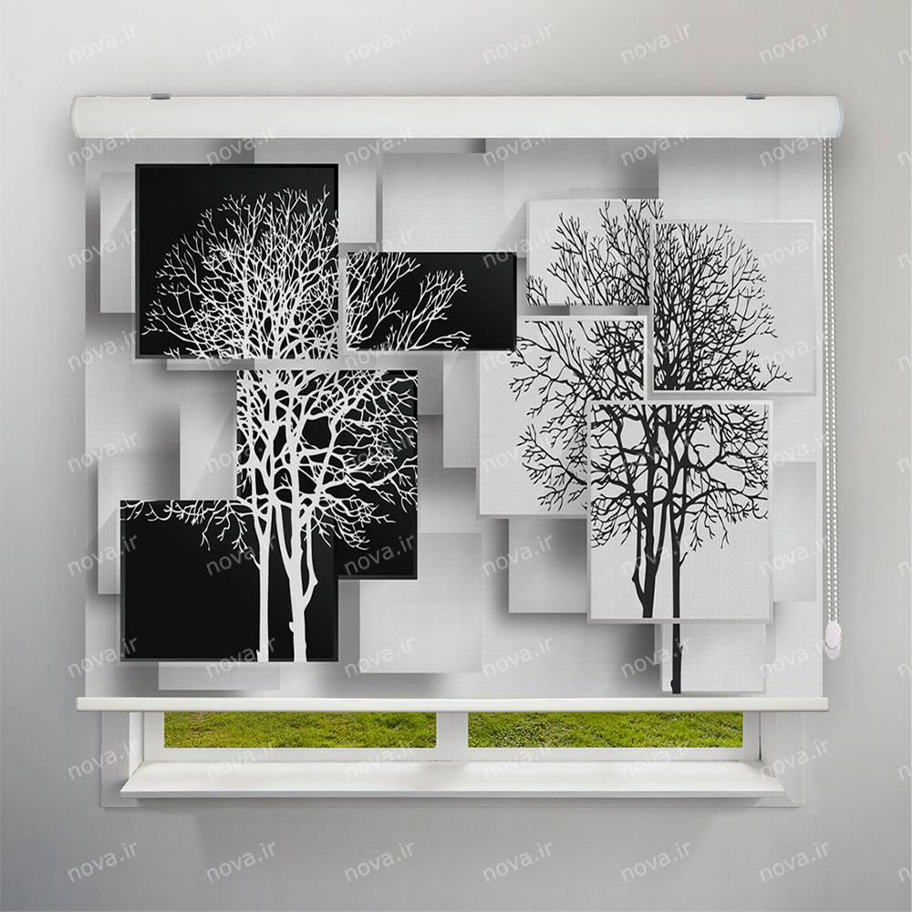 عکس محصول پرده شید تصویری طرح سه بعدی درخت سیاه و سفید کد TRD-10