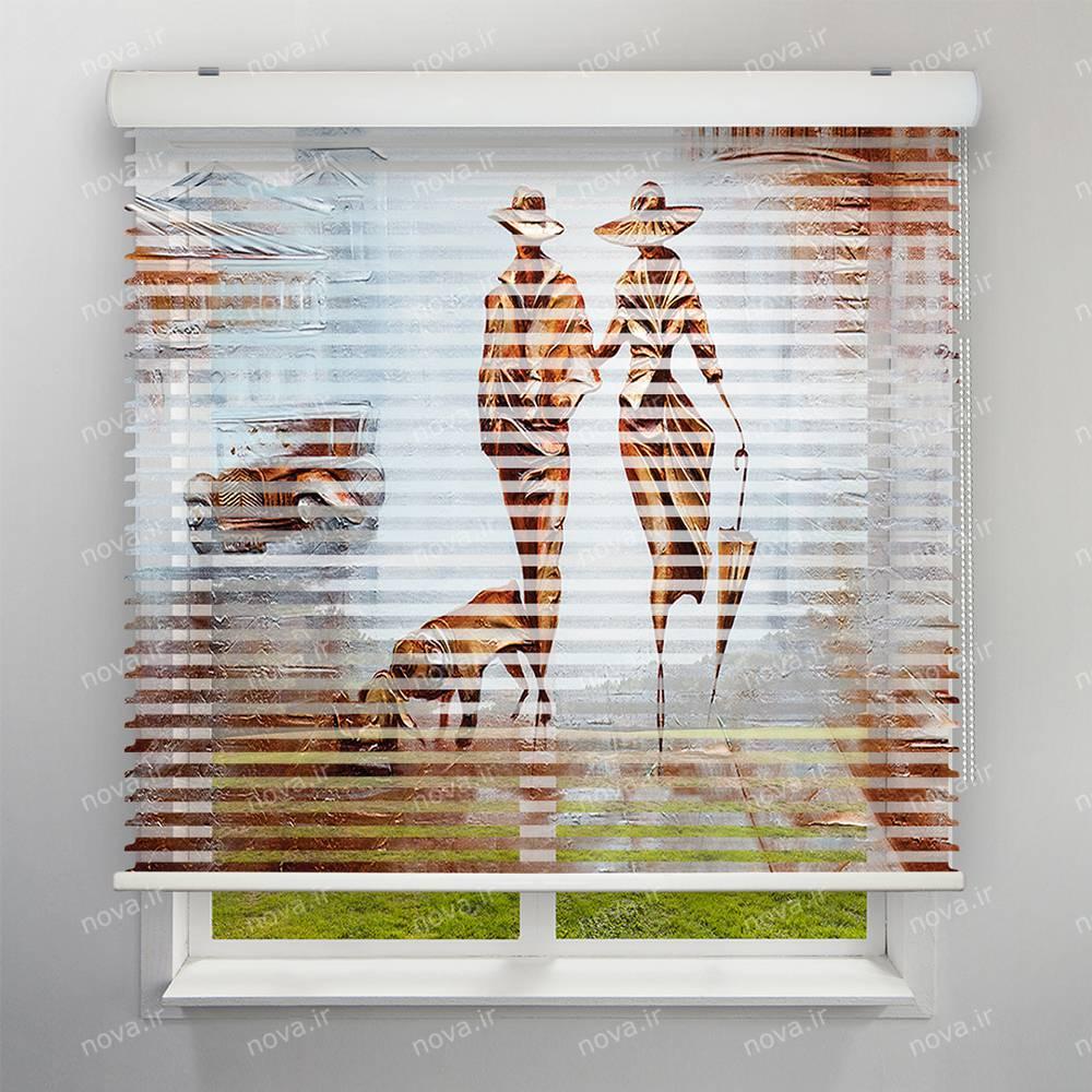 پرده سیلوئت تصویری طرح هنری زن و مرد کلاه دار کد ART-10