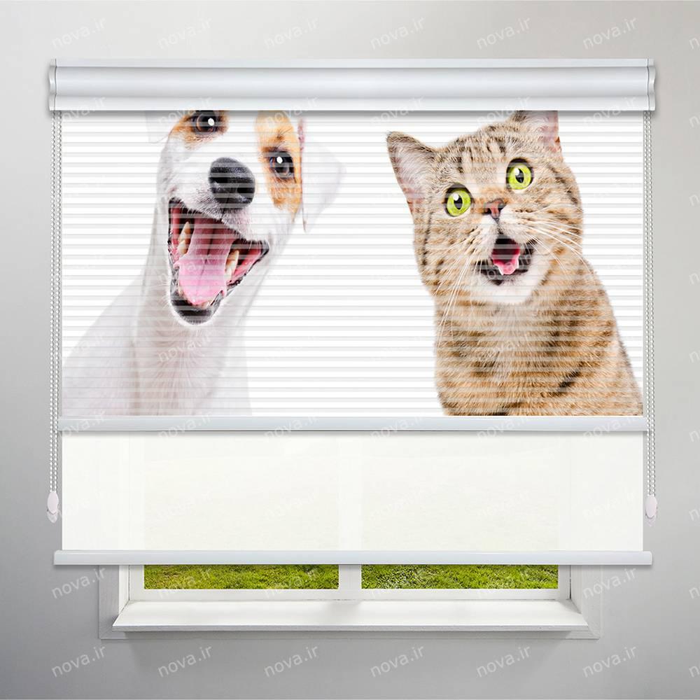 عکس محصول پرده شب و روز 1 سانتی تصویری طرح سگ و گربه کد ANM-06