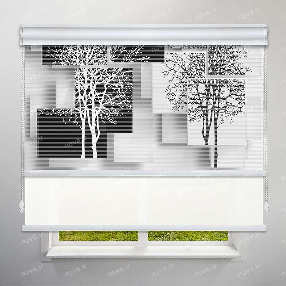 عکس محصول پرده شب و روز 1 سانتی تصویری طرح سه بعدی درخت سیاه و سفید کد TRD-10