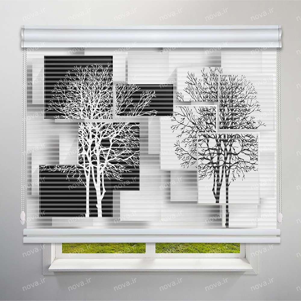 عکس محصول پرده شب و روز 1 سانتی تصویری طرح سه بعدی درخت سیاه و سفید کد TRD-10