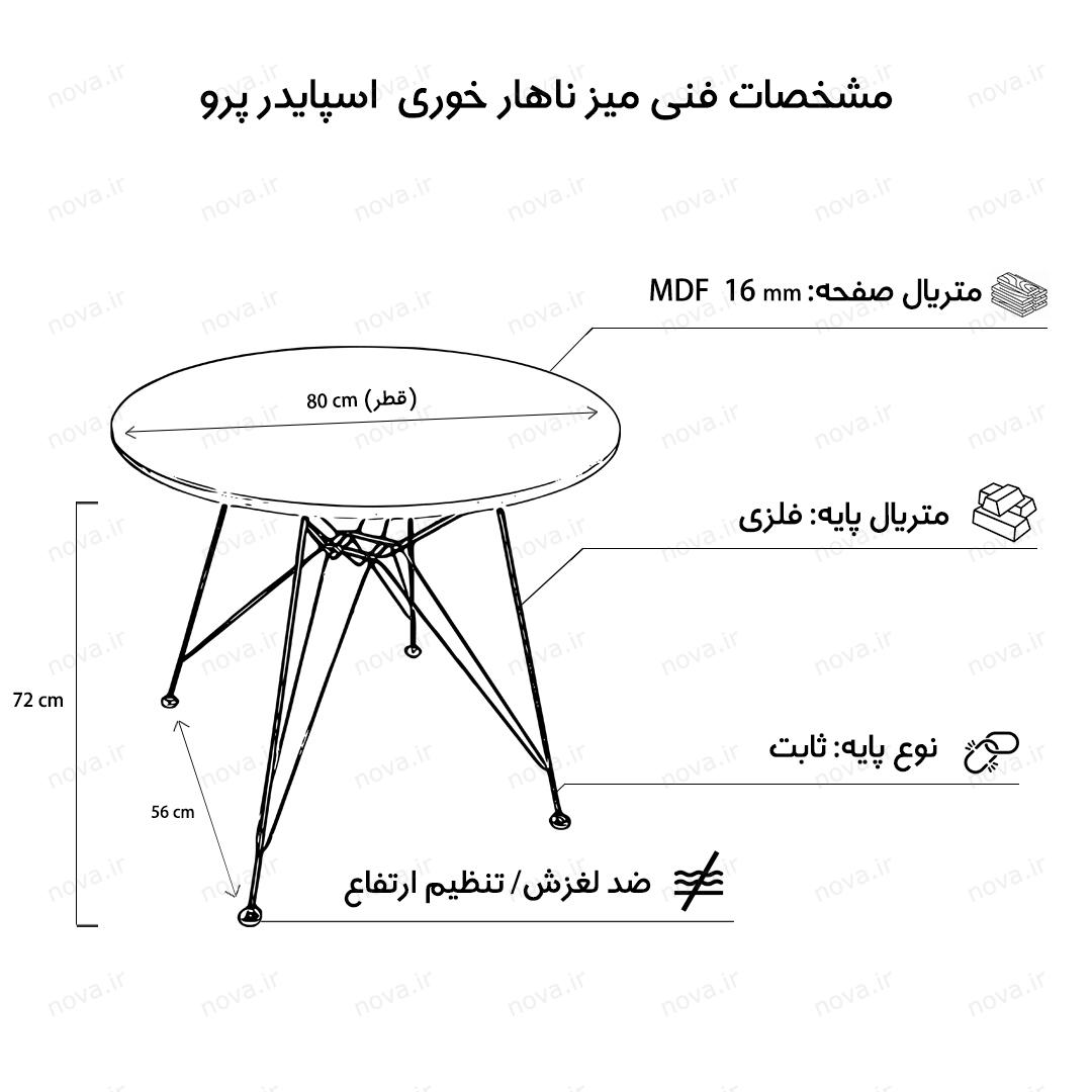 عکس محصول میز ناهار خوری پایه فلزی مدل اسپایدر پرو طرح استوایی کد GLD-11