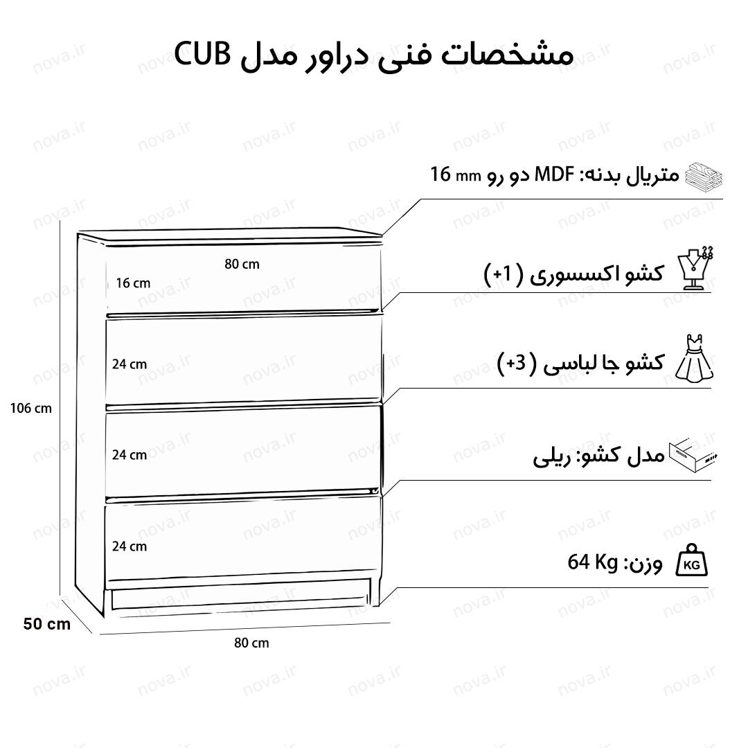 عکس محصول دراور مدل ایکیا طرح ماهور کد CUB-02