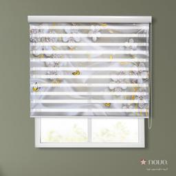 Image of پرده زبرا تصویری طرح 3D گل های نگین دار کد FLW-22