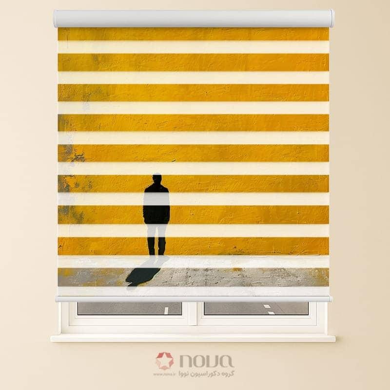 پرده زبرا طرح هنری مینیمال مدل سیلوئت زرد کد MM-001