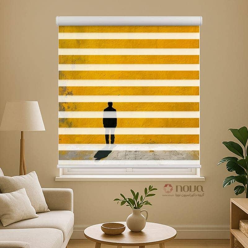 عکس محصول پرده زبرا طرح هنری مینیمال مدل سیلوئت زرد کد MM-001