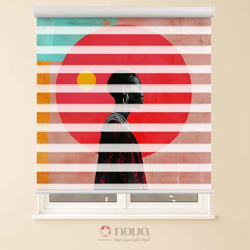 عکس محصول پرده زبرا دکوراتیو طرح زن آفریقایی کد ART-17