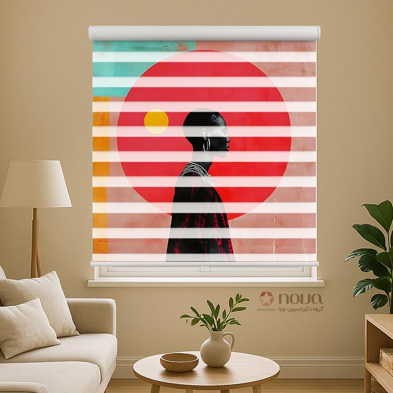 عکس محصول پرده زبرا دکوراتیو طرح زن آفریقایی کد ART-17