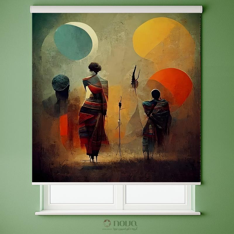 پرده شید تصویری طرح انتزاعی قبایل آفریقایی کد ART-17