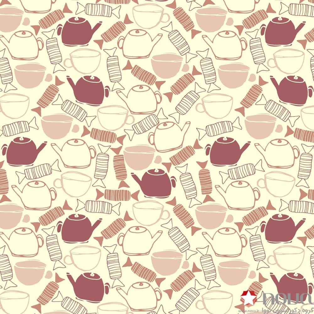 عکس محصول پرده زبرا پترن آشپزخانه طرح قوری کد PTA-02