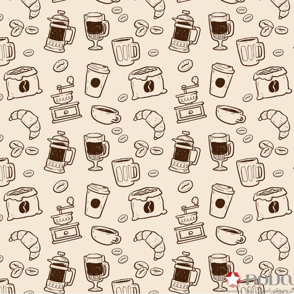 عکس محصول پرده سیلویت پترن آشپزخانه طرح قهوه و کروسان کد PAT-04