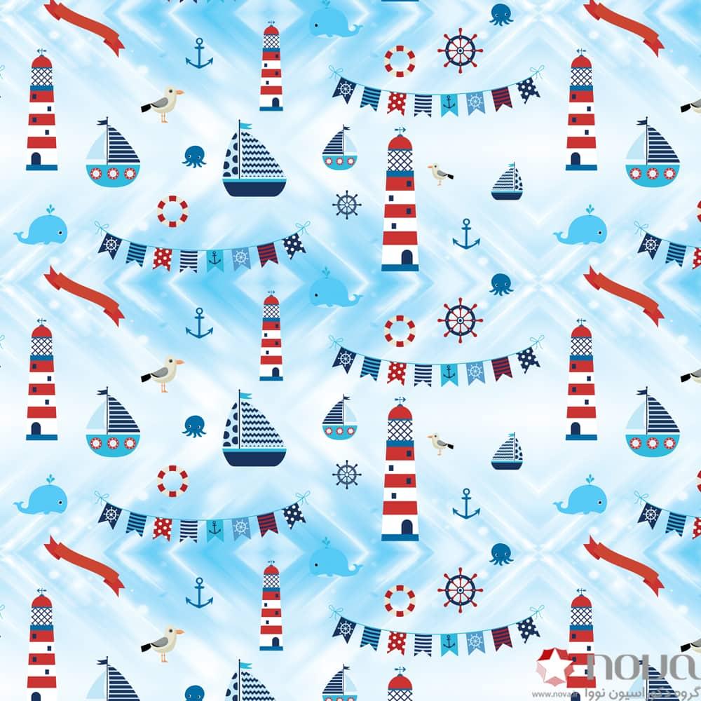 عکس محصول پرده زبرا پلیسه پترن کودک طرح ملوانی کد PAT-60