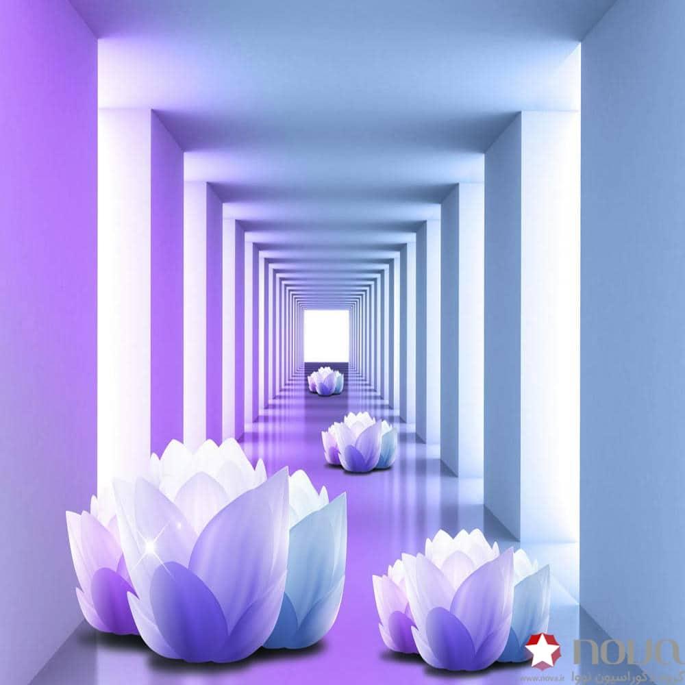 عکس محصول پرده سیلوئت تصویری طرح سه بعدی گل نیلوفر کد TRD-04