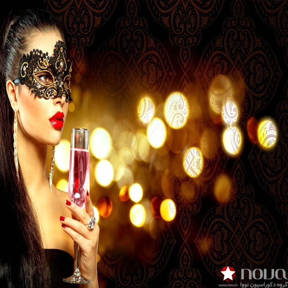 عکس محصول پرده زبرا تصویری طرح چهره بالماسکه کد FCE-08