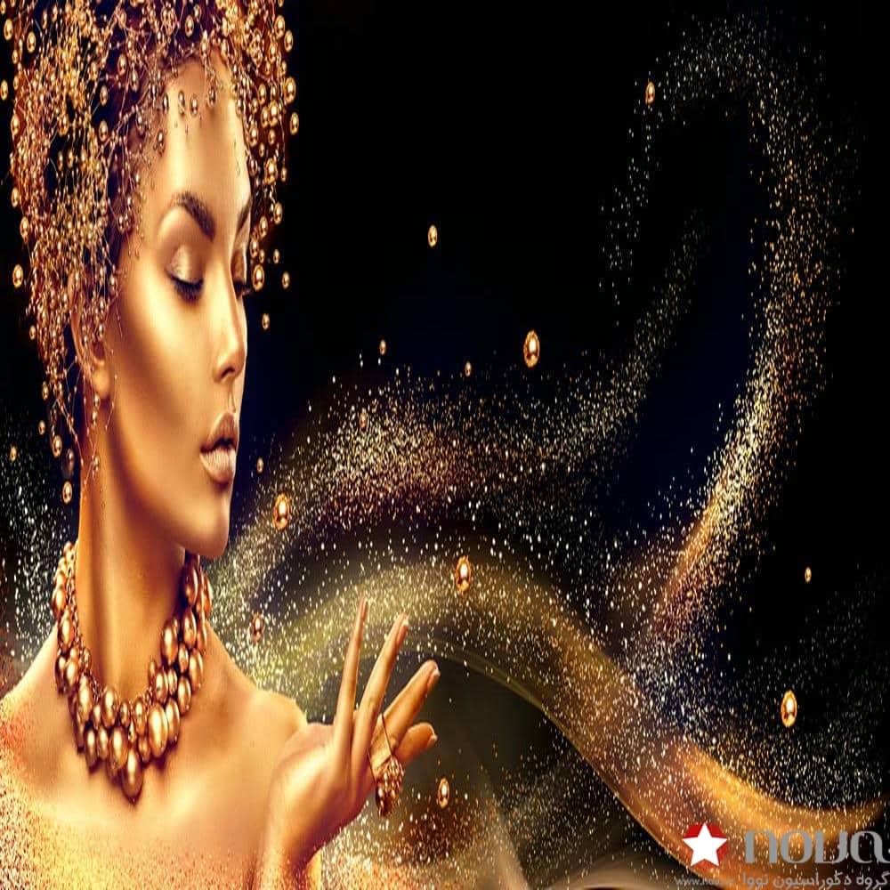 عکس محصول پرده شب و روز 1 سانتی تصویری طرح چهره دختر طلایی کد FCE-13