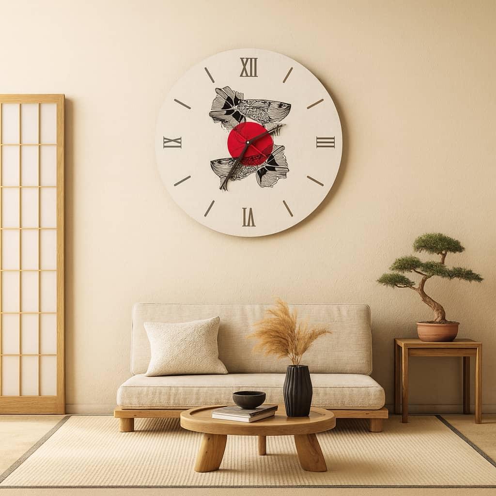 عکس محصول ساعت دیواری مدرن طرح ماهی جاویدان کد CLK-26