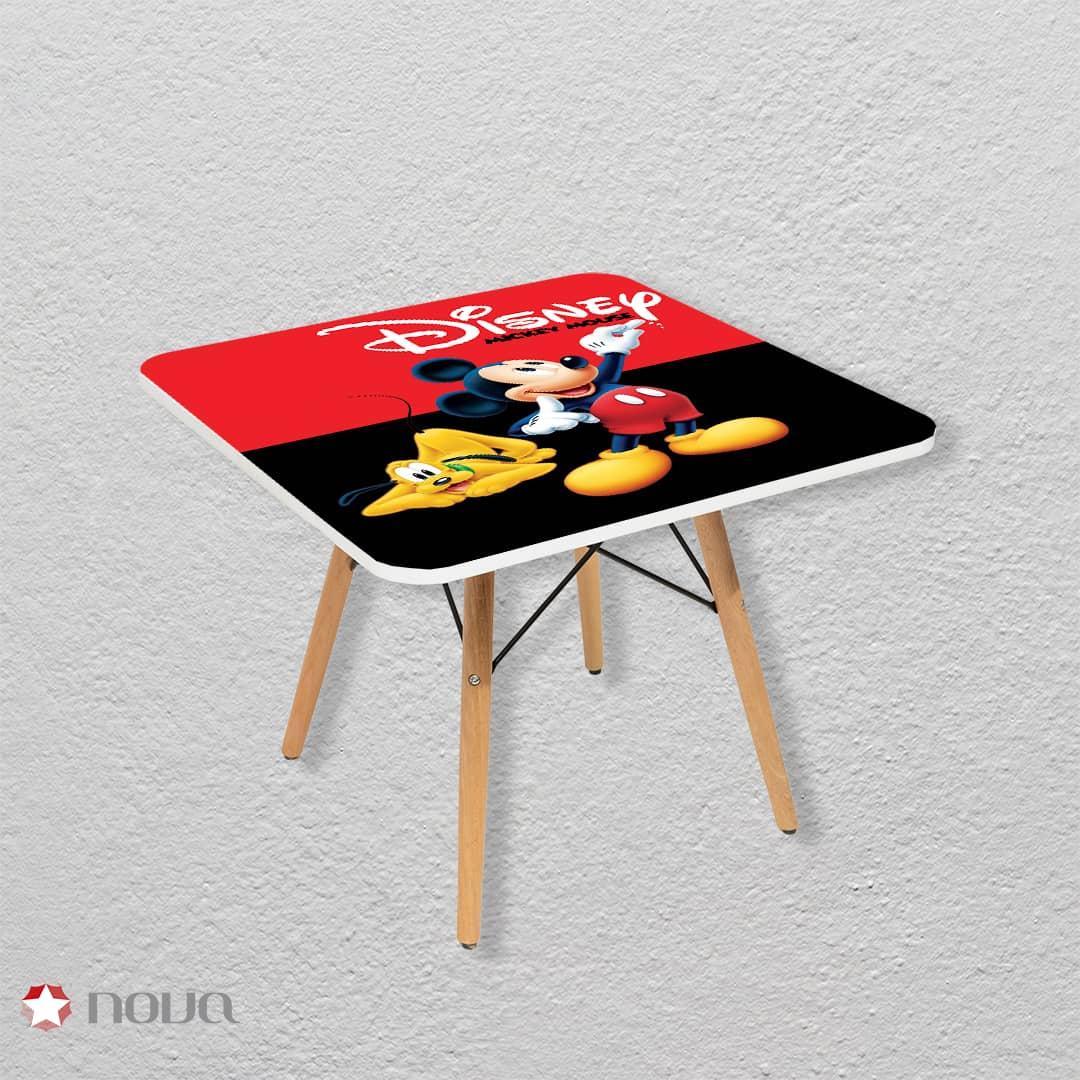 عکس محصول میز مدرن کودک مدل پایه چوبی طرح میکی موس کد KDW-01