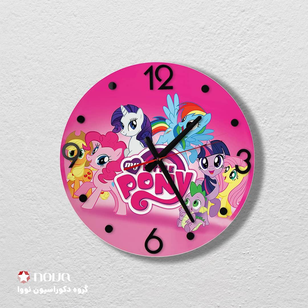 عکس محصول ساعت دیواری مدرن کودک قطر 40 طرح پونی کد CLK-19