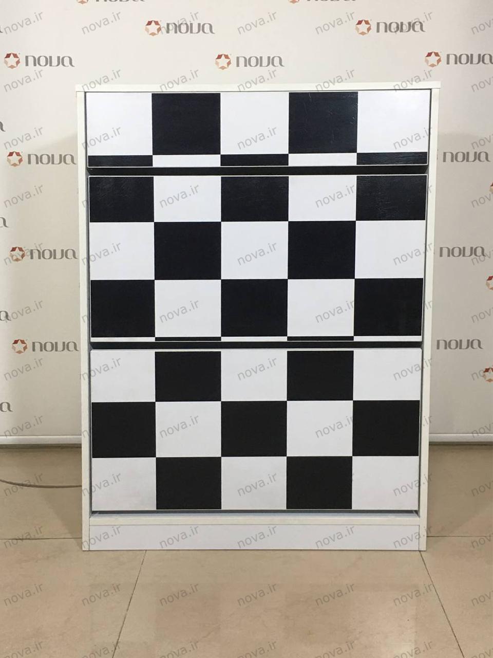 عکس نمونه کارگاهی | جاکفشی مدل ایکیا طرح شطرنجی کد IKA-01
