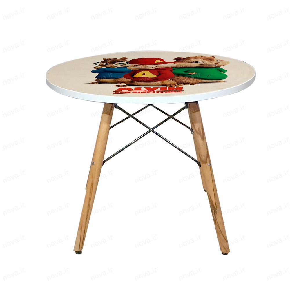 میز مدرن کودک مدل پایه چوبی طرح آلوین و دوستان کد KDW-16