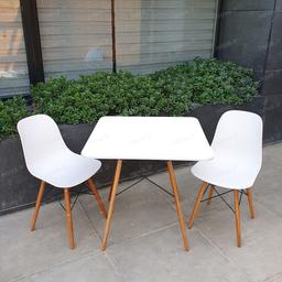 Image of ست میز ناهارخوری مربع 2 نفره صندلی سفید کد SET-01