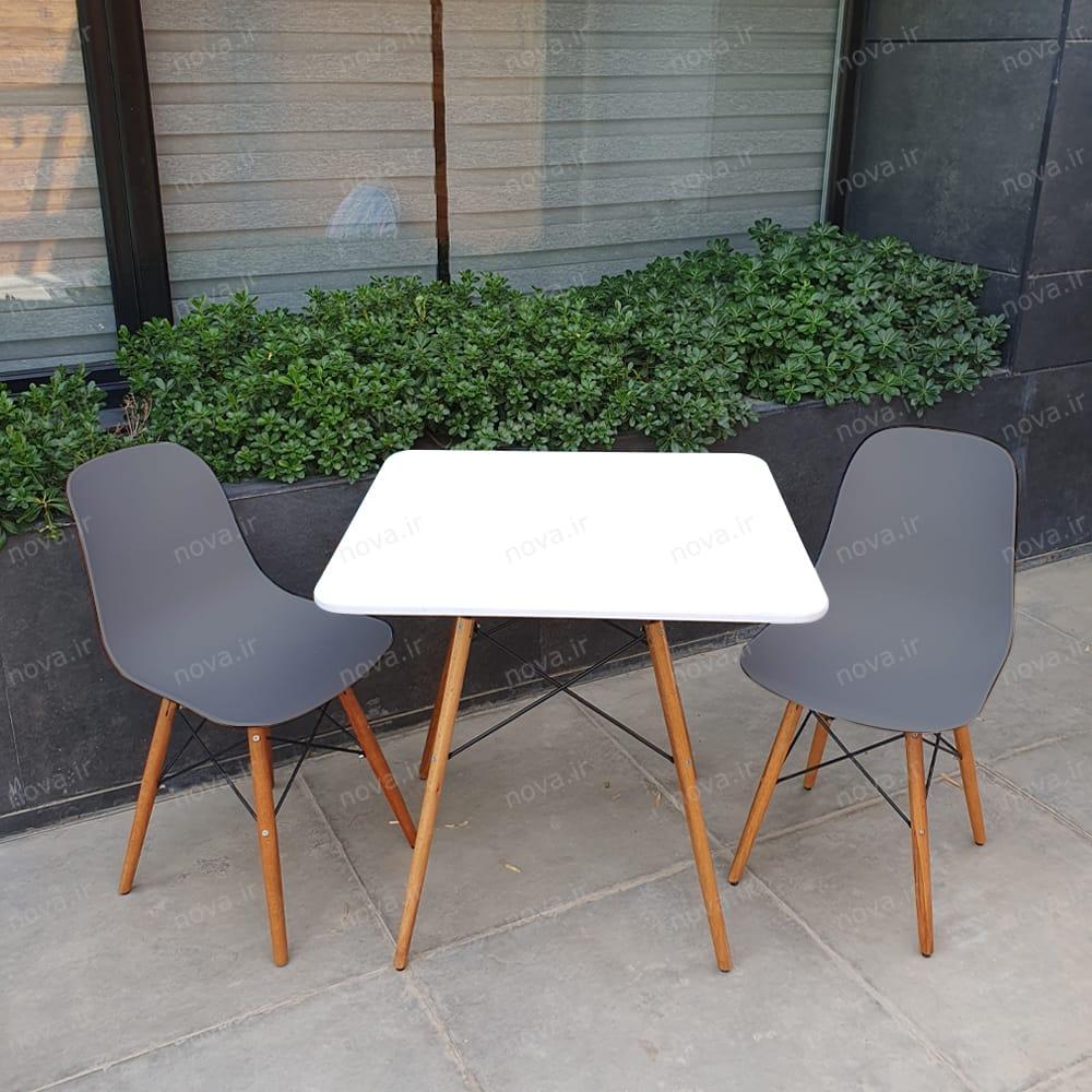 عکس محصول ست میز ناهارخوری مربع 2 نفره صندلی طوسی کد SET-03