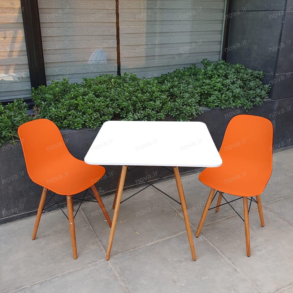 ست میز ناهارخوری مربع 2 نفره صندلی نارنجی کد SET-04