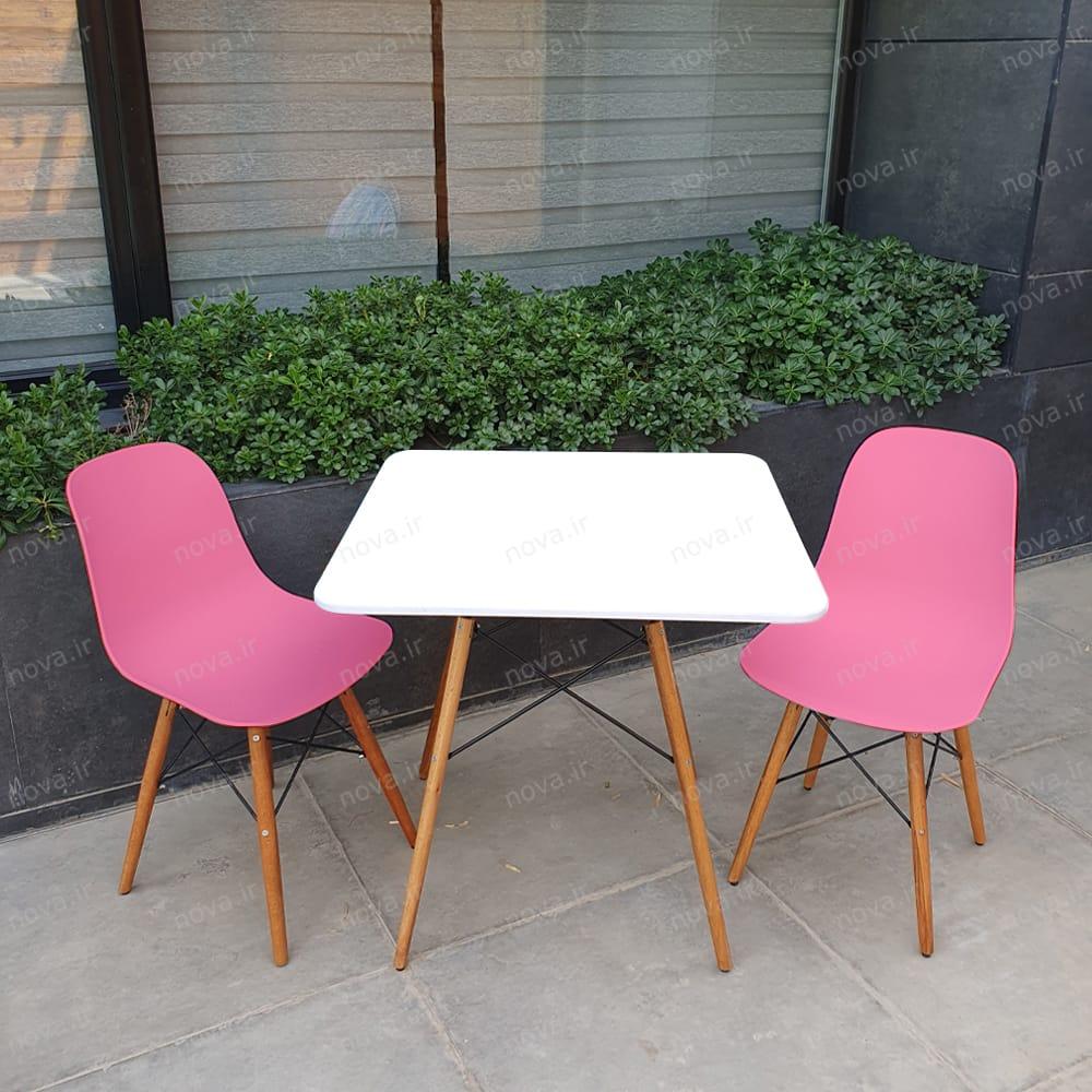 ست میز ناهارخوری مربع 2 نفره صندلی صورتی کد SET-05 ست میز ناهارخوری مربع 2 نفره صندلی صورتی کد SET-05