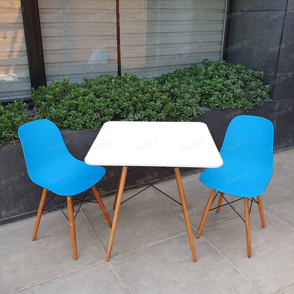 ست میز ناهارخوری مربع 2 نفره صندلی آبی کد SET-07 ست میز ناهارخوری مربع 2 نفره صندلی آبی کد SET-07