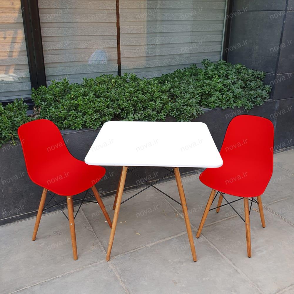 عکس محصول ست میز ناهارخوری مربع 2 نفره صندلی قرمز کد SET-08