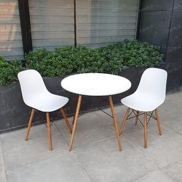 Image of ست میز ناهارخوری گرد 2 نفره صندلی سفید کد SET-01