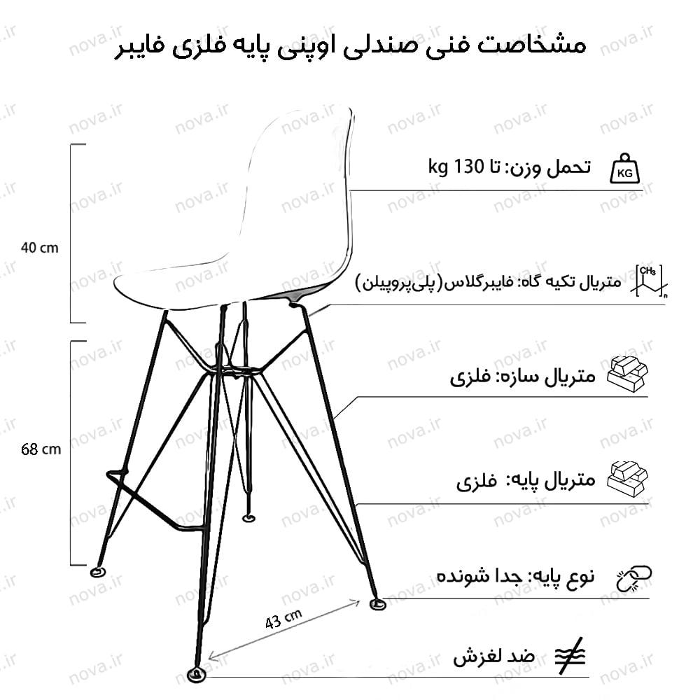 عکس محصول صندلی مدرن اوپنی پایه اسپایدر صفحه فایبر