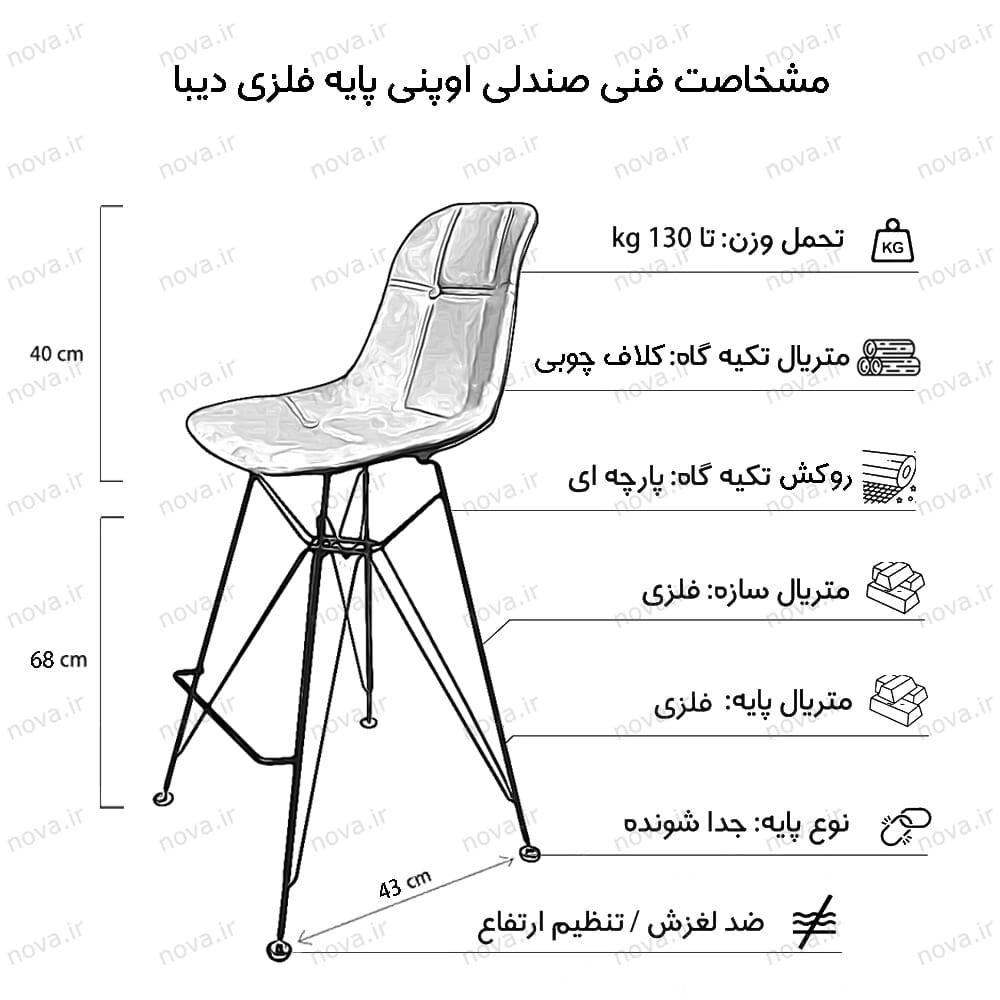 عکس محصول صندلی مدرن اوپنی پایه اسپایدر مدل پارچه ای دیبا
