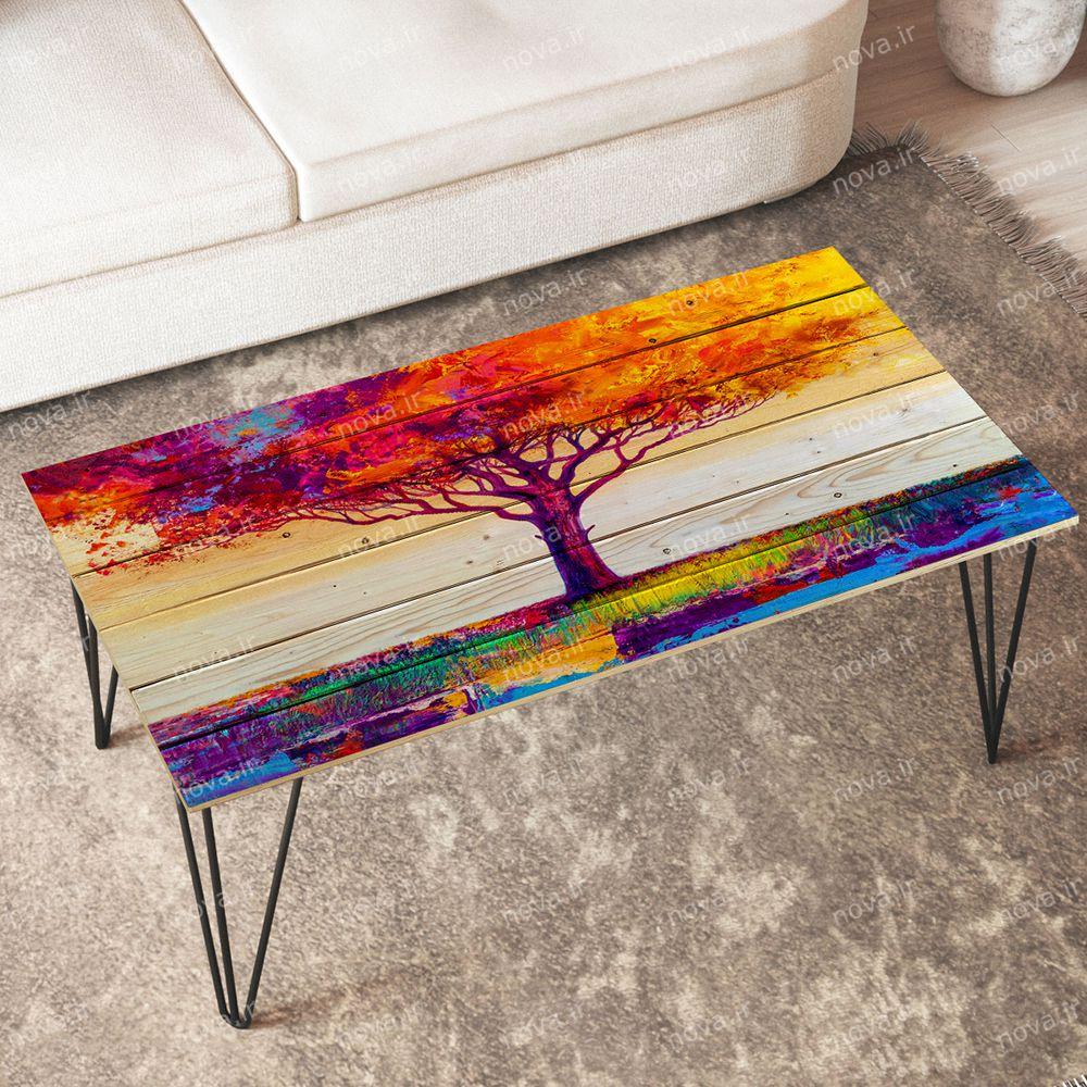 عکس محصول میز جلومبلی مدل مدرنیستیک طرح درخت رنگارنگ کد TL-16
