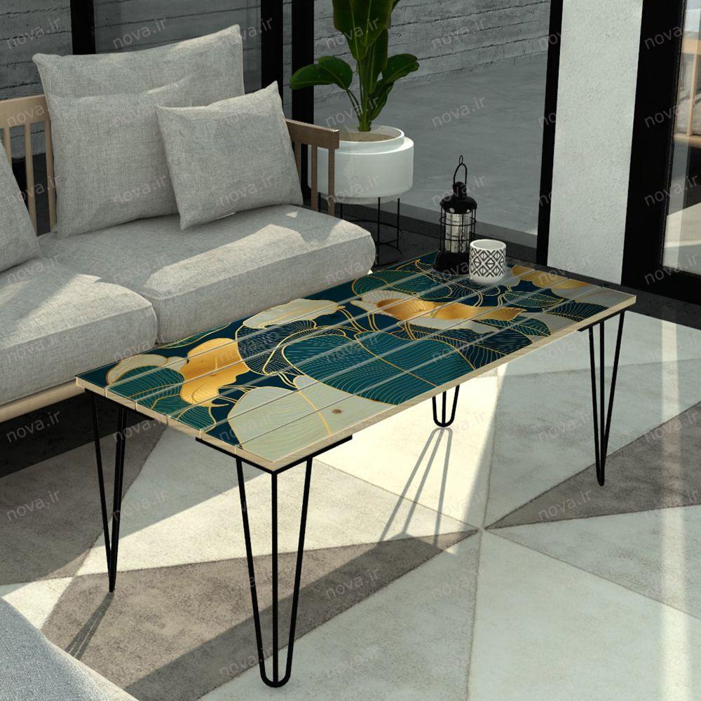 عکس محصول میز جلومبلی مدل مدرنیستیک طرح گلد لیوز کد TL-19