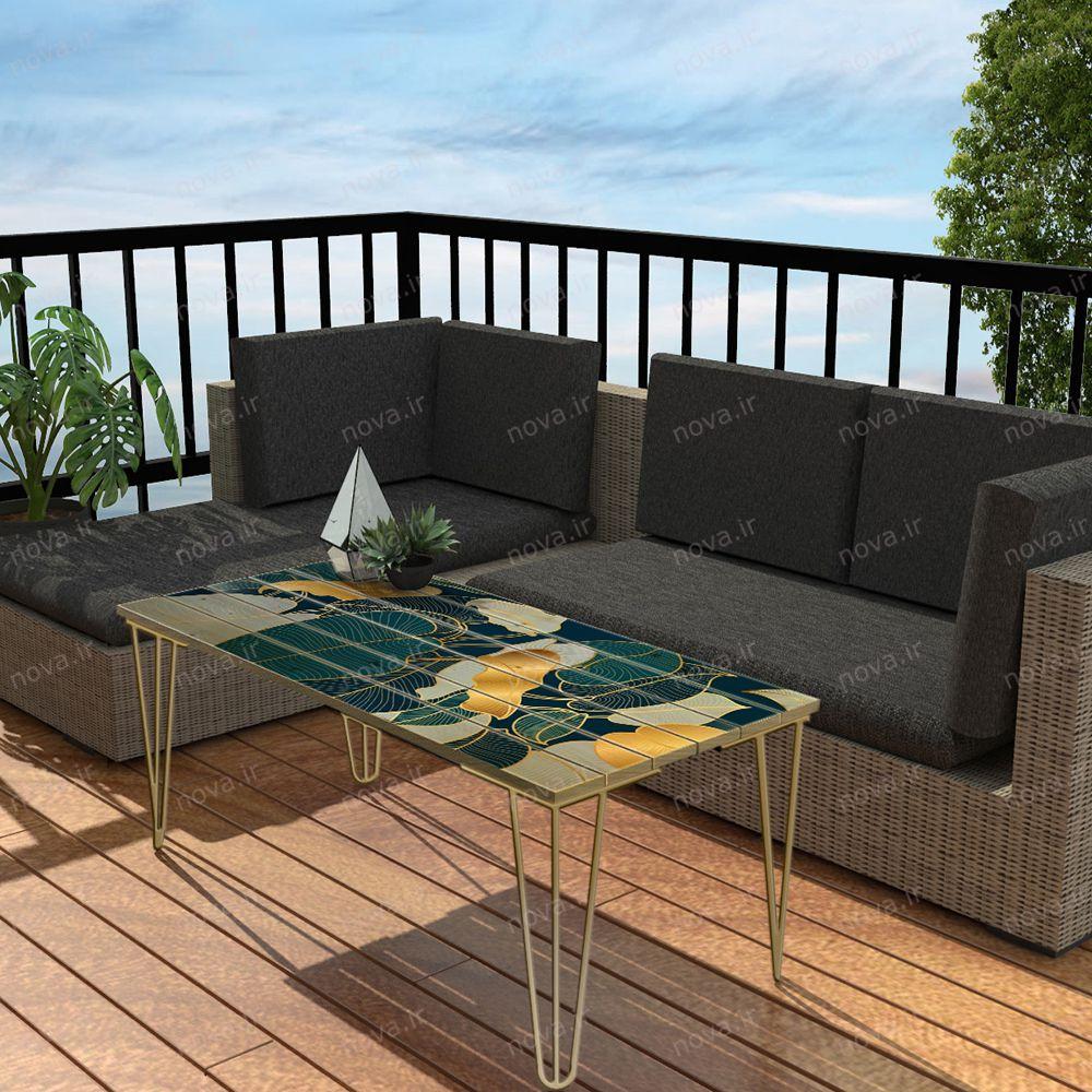 عکس محصول میز جلومبلی مدل مدرنیستیک طرح گلد لیوز کد TL-19