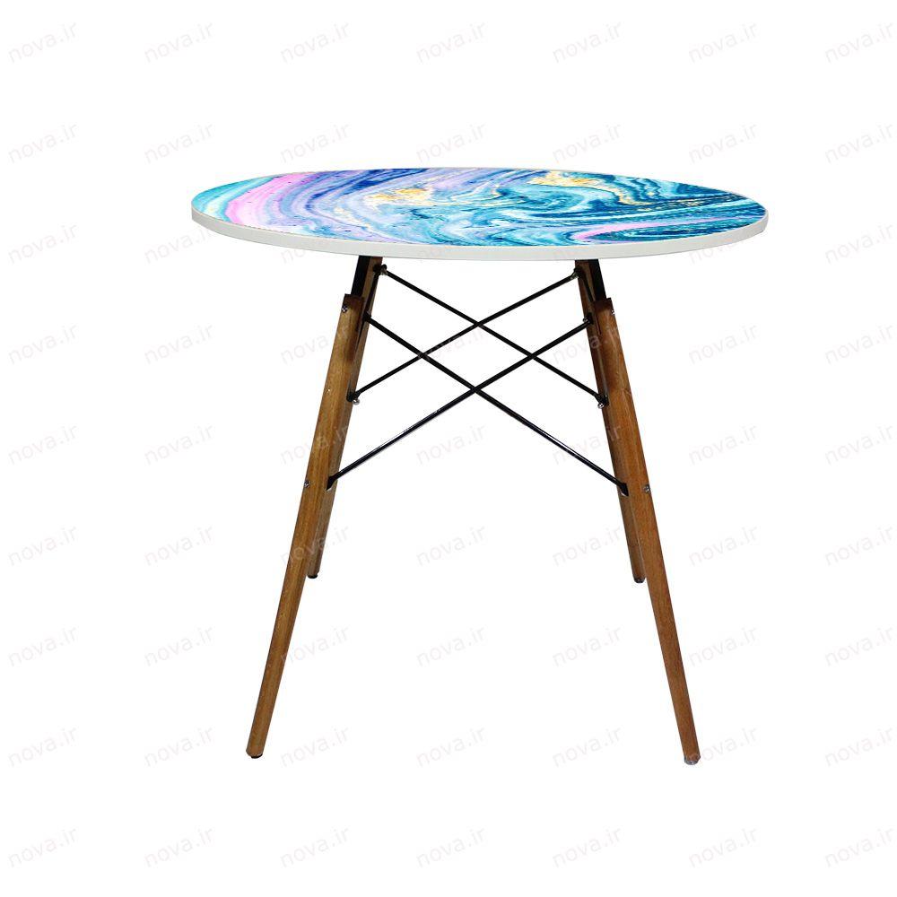 عکس محصول میز تک ناهارخوری مدل ایفلی طرح واترکالر کد GLD-02