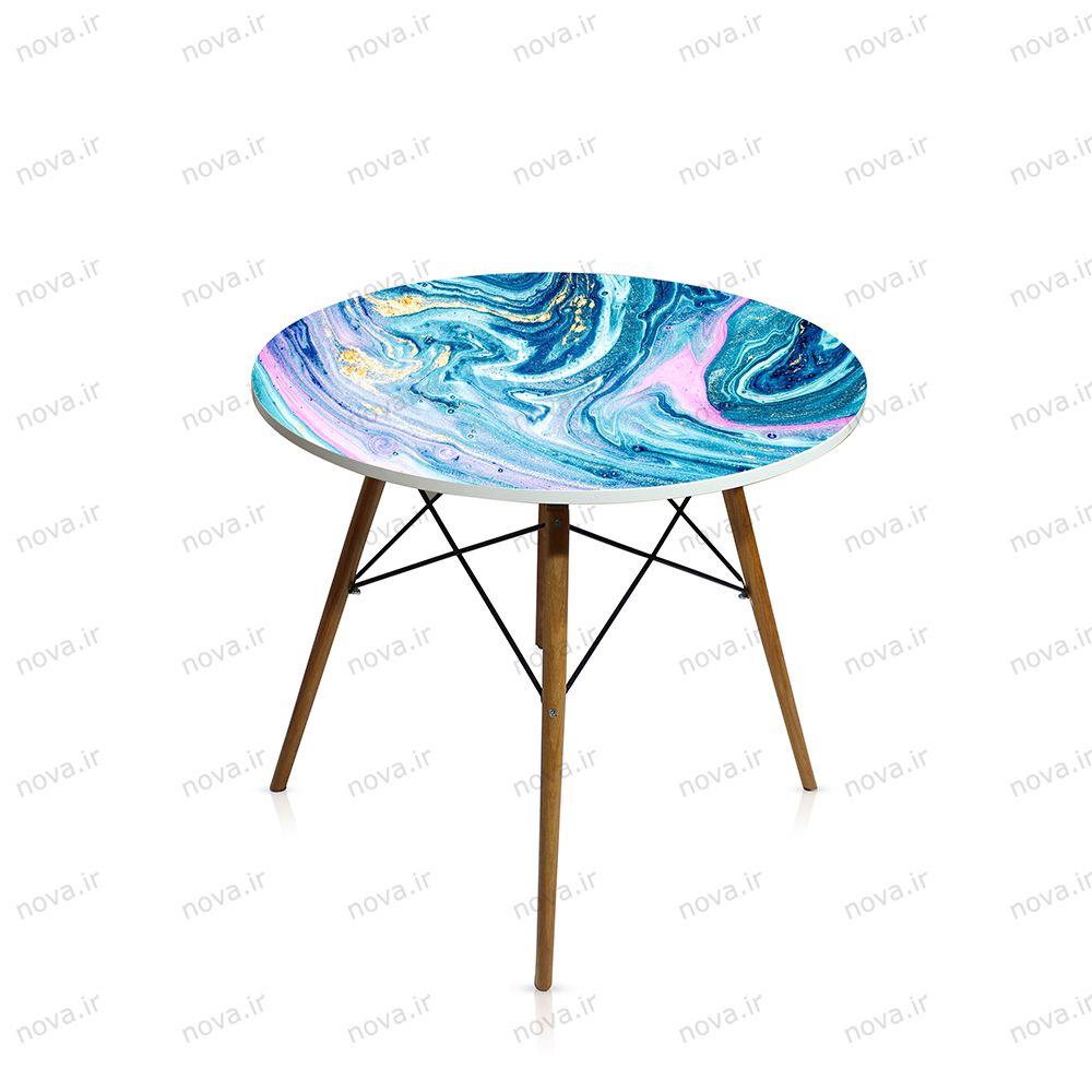عکس محصول میز تک ناهارخوری مدل ایفلی طرح واترکالر کد GLD-02