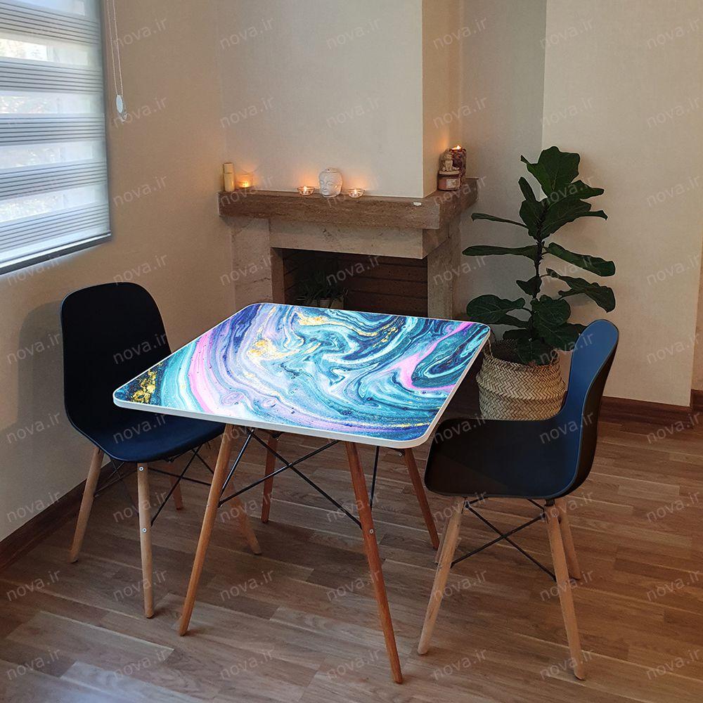 عکس محصول میز تک ناهارخوری مدل ایفلی طرح واترکالر کد GLD-02