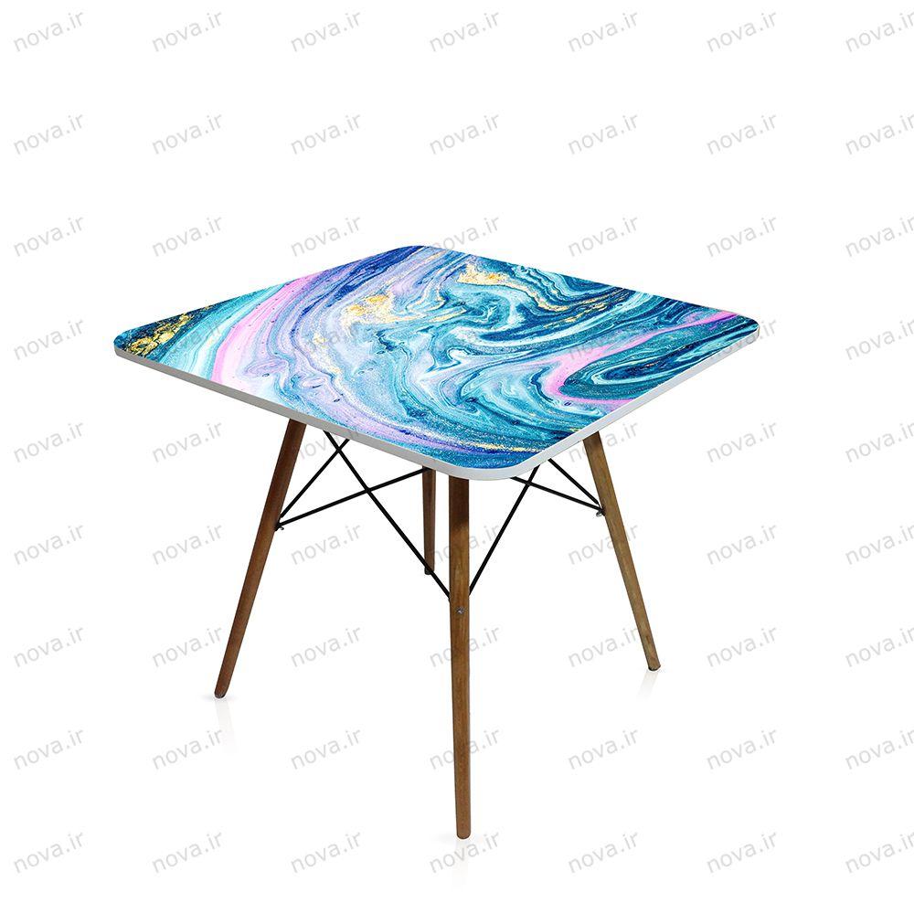 عکس محصول میز تک ناهارخوری مدل ایفلی طرح واترکالر کد GLD-02